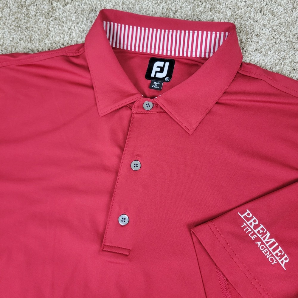 FootJoy Mens 2XL Solid Red Performance Stretch Golf Polo Short Sleeve